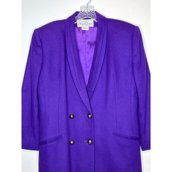Vintage Oleg Cassini Purple Double Breasted Blazer Gold Buttons 80s 90s medium - Picture 2 of 12